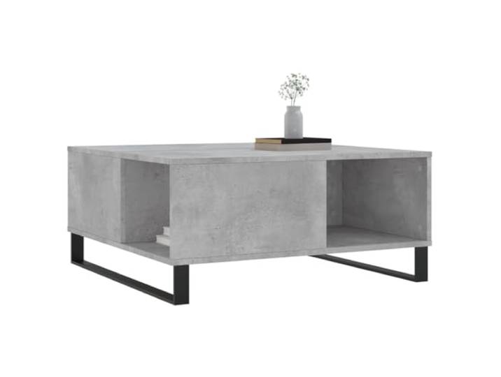 KTHLBRH Couchtisch, Grau, Beton, 80 x 80 x 36,5 cm, Holz, mehrschichtig Metallbeine, stabile Tischplatte, großer Stauraum, leicht zu reinigen