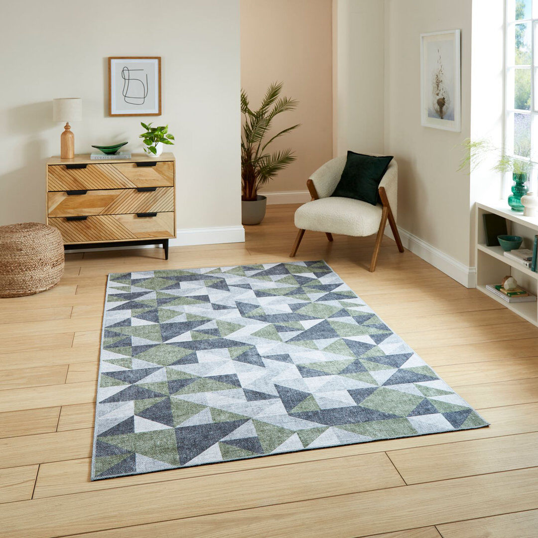 Lark Manor Zaid Area Rug Green;Gray Runner 76 x 230cm