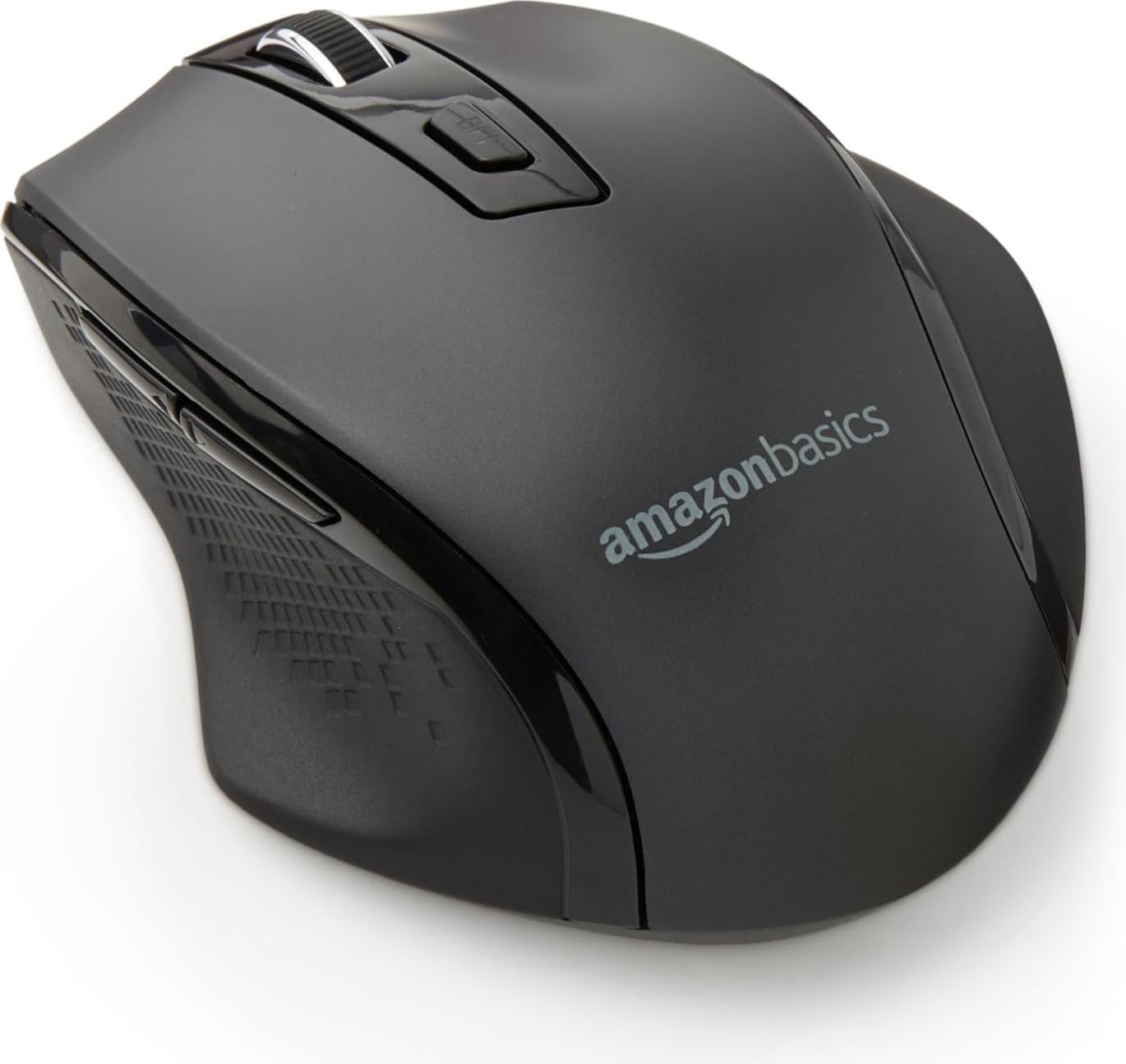 Amazon Basics Ergonomische draadloze USB-muis met instelbare DPI - Zwart