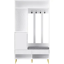 GARDEROBEN-SET 100 cm in Weiß 6-in-1 Flurgarderobe