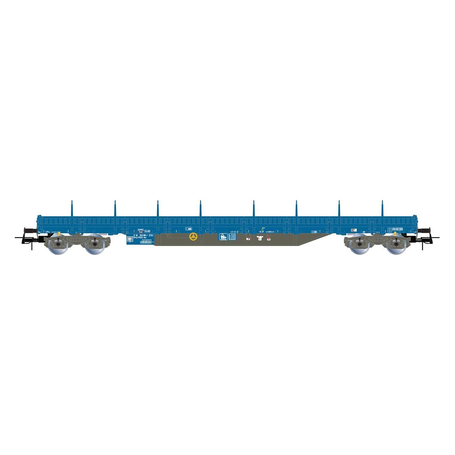 Rivarossi Press 2-teiliges Set 4-achsiger Rungenwagen Res blau Ep. VI (Spur H0) (HR6671)