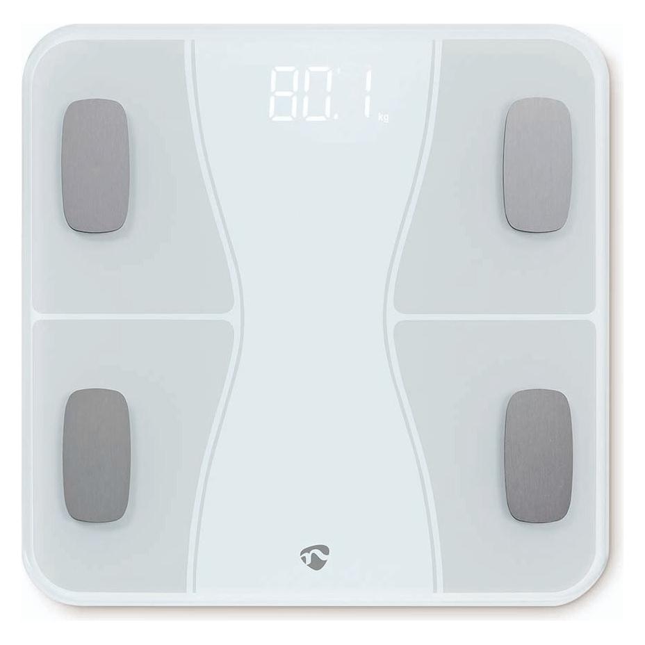 Nedis WIFI-SmartLife-Personenwaage Bluetooth | BMI / BMR / Fett / Gebeine / Gewicht / Muskeln / Was (180 kg) (BTHPS11WT)