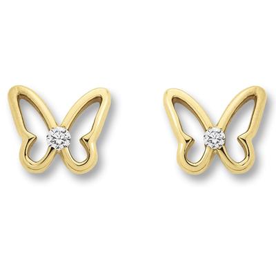 Paar Ohrhänger ONE ELEMENT "Zirkonia Schmetterling Ohrringe Ohrstecker", gold, Ohrringe, Damen, Kinder, Gelbgold 333 Gold, Gelbgold 333, Gold, Persönlicher Akzent – schlicht, modern, aussagekräftig