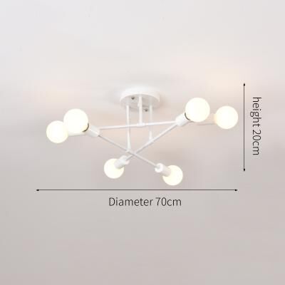 Smart Shopping Spot Industrial Wrought Iron LED Ceiling Lamp Modern Vintage 6 Head Light For Living Room, Dining Room & Home Decor white