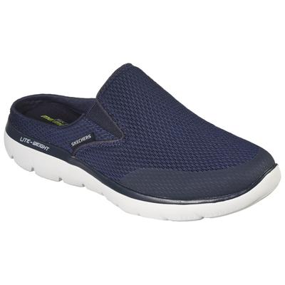Clog SKECHERS "SUMMITS", Herren, Gr. 45, Textil, blau (navy), Schuhe Clog, Sommerschuh, Schlappen, Urlaub, im sportiven Look