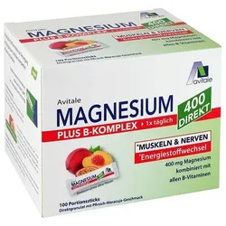 Magnesium 400+b-Komplex Direkt Pfirsich-Maracuja 250 G