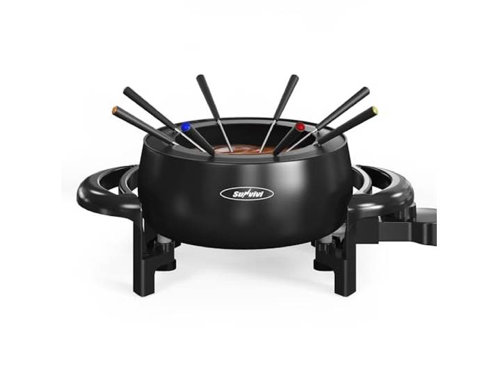 SUNVIVIPRO ZEF Electric Pot Elektrisches Fondue, Edelstahl, Schwarz