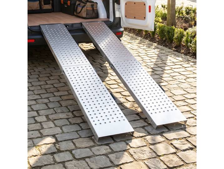 HOMCOM Rampes Pliantes 2pcs 180x25,5cm Antidérapantes 400kg Argent