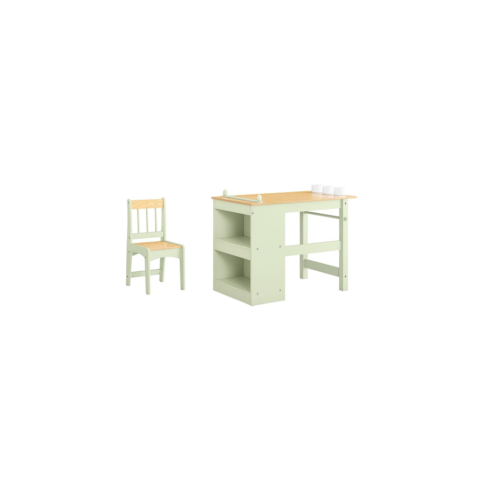SoBuy Kindertisch mit Stuhl und 1 Ablage Grün 80x44x66cm Nordisch