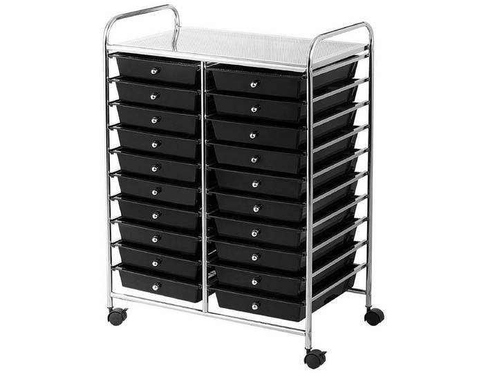 COSTWAY Rollwagen mit 20 stapelbaren Schubladen & Metallrahmen, 63x39x88cm