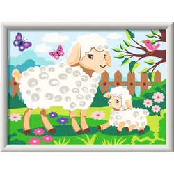Ravensburger Beschäftigung - CreArt, Malen nach Zahlen Kinder - Schaf mit Lämmchen
