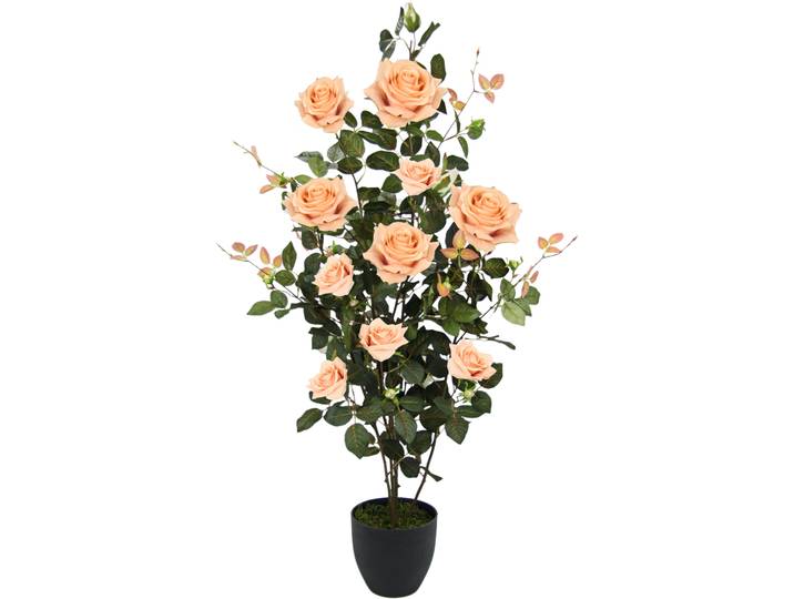 Kunstbaum I.GE.A. Rosenbusch im Topf , orange, B:45cm H:115cm L:45cm, Obermaterial: 95% Polyester, 5% Kunststoff, Kunstpflanzen, Kunstbaum, Kunstrosen Kunstpflanzen Rosenstrauch Deko Hochzeit