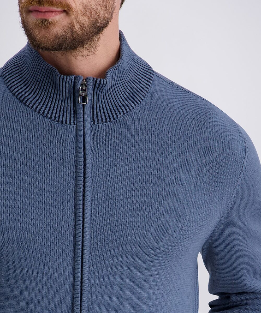 Strickjacke PIERRE CARDIN "Strickjacke StKrgRV", Herren, Gr. XXL, blau (bering sea), Strick, Obermaterial: 100% Baumwolle, unifarben, regular fit normal, ohne Ausschnitt, Rippbündchen, Strickjacken Strickjacke, mit Taschen