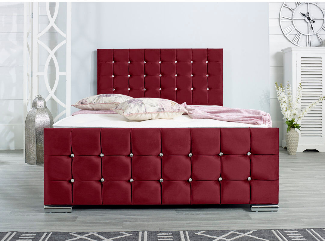 Wayfair Sleep Lexington Upholstered Bed Frame Maroon Kingsize (5')
