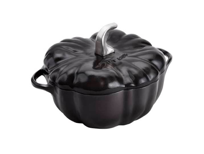 STAUB Kürbis-Cocotte aus Gusseisen, 3,5 qt, mit Edelstahlknauf, Schwarz
