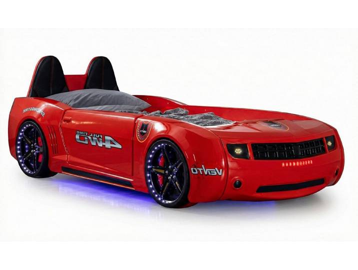 Xlmoebel Autobett Luxuriöses rotes Autobett für Kinderzimmer im Rennwagen-Design, Made in Europa