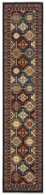 Style Haven Leander Tribal Panel Navy/ Multi Fringed Wool Blend Rug-