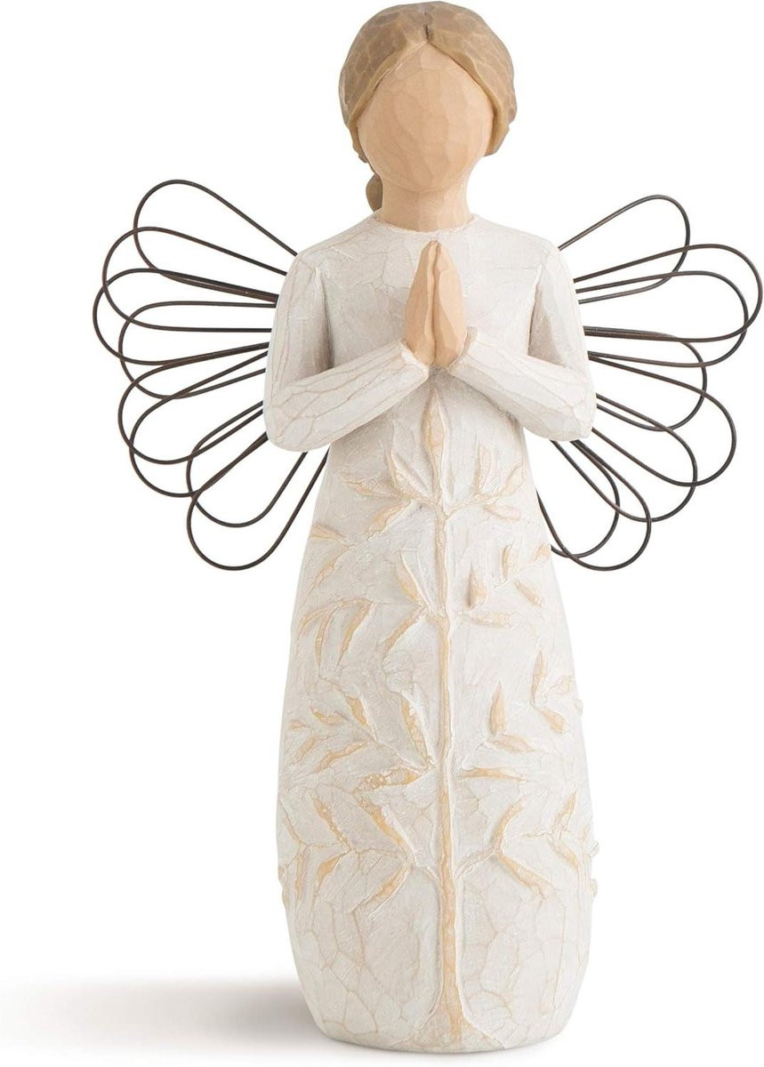 Handbeschilderd Gebed Figuur - Hars Beeldje voor Troost - 14 cm