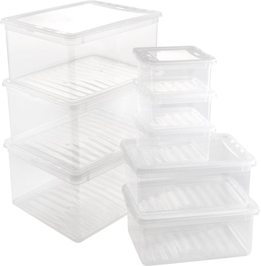 Aufbewahrungsbox KEEEPER "bea", transparent, 8 Stk., Polypropylen, Aufbewahrungsboxen, Aufbewahrungsbox, mit Air Control-System, 3x1,7 L,2x5,6 L, 3x18 L transparent 8 Stk.