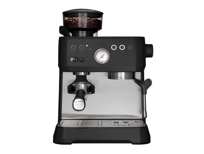SOLIS OF SWITZERLAND Siebträgermaschine Crema Bar Schwarz, Typ 1009, Siebträger 54 mm, PID-Thermoblock, Manometer, 250-g-Bohnenbehälter