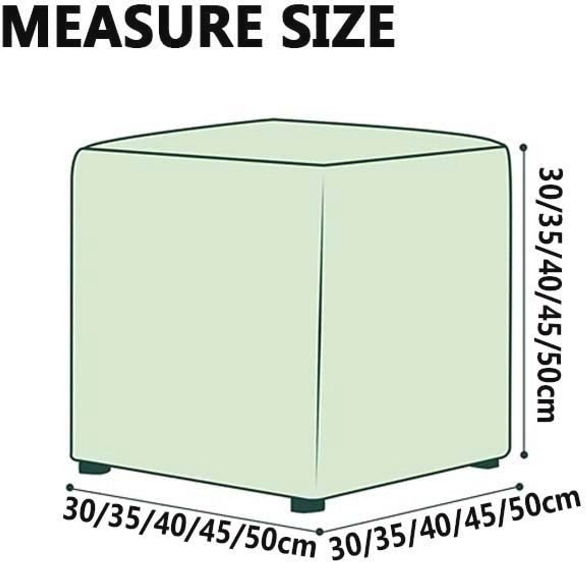 Vierkante poefhoes van stretch jacquard stof - 40 x 40 cm - Meubelbeschermer