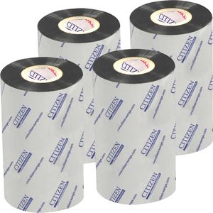 Citizen Farbband 3430110, Wachs/Harz, Thermotransfer, 110mm x 300m, schwarz, 4 Stück