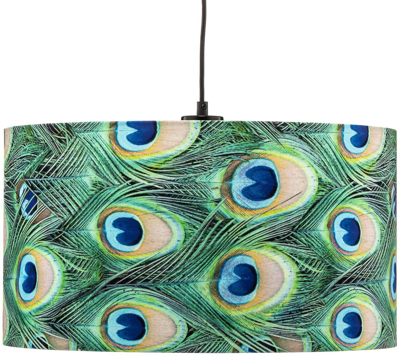 Hängelampe Pfau BRITOP, dimmbar, grün, für Wohn- / Esszimmer, Textil / Stoff / Seide, Pendelleuchte