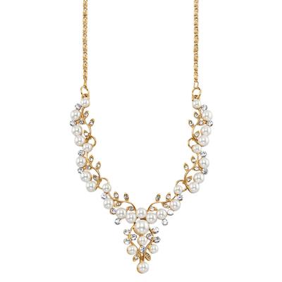 Collier FIRETTI "Schmuck Geschenk Collier Beautiful Pearl", gold (gelbgoldfarben, weiß), Halsketten, Damen, Metall, L: 47, Collier, mit Glasstein - mit Glasperle