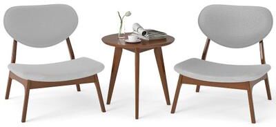 Costway Accent Chairs Set of 2 with Side Table and Solid Wood Frame-Gray