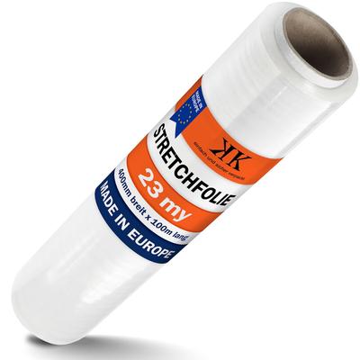 KK Verpackungen 6 Rollen Stretchfolie Palettenfolie Wickelfolie 23my 400mm Transparent