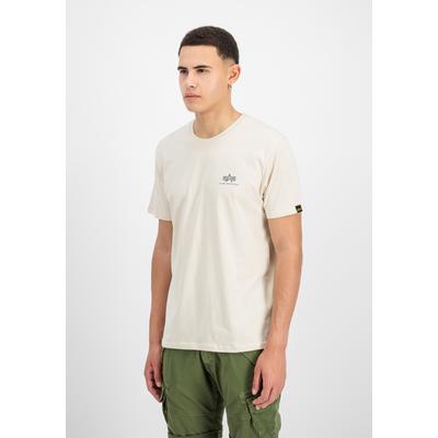 T-Shirt ALPHA INDUSTRIES "Backprint T-Shirt", Herren, Gr. S, weiß (jet stream weiß), Obermaterial: 100% Baumwolle, Shirts T-Shirt