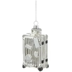 HOME STORY Weihnachtsbaumschmuck Koffer   , silber , Glas,Aluminium , Maße (cm): B: 5,8 H: 10,2 T: 3.5