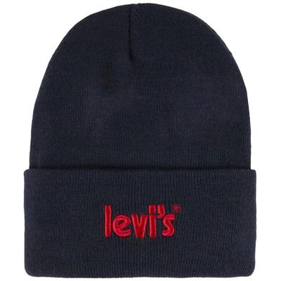 Beanie LEVI'S KIDS "LAN POSTER LOGO BEANIE", Jungen, marineblaus, Kunstfaser, Mützen Beanie, UNISEX
