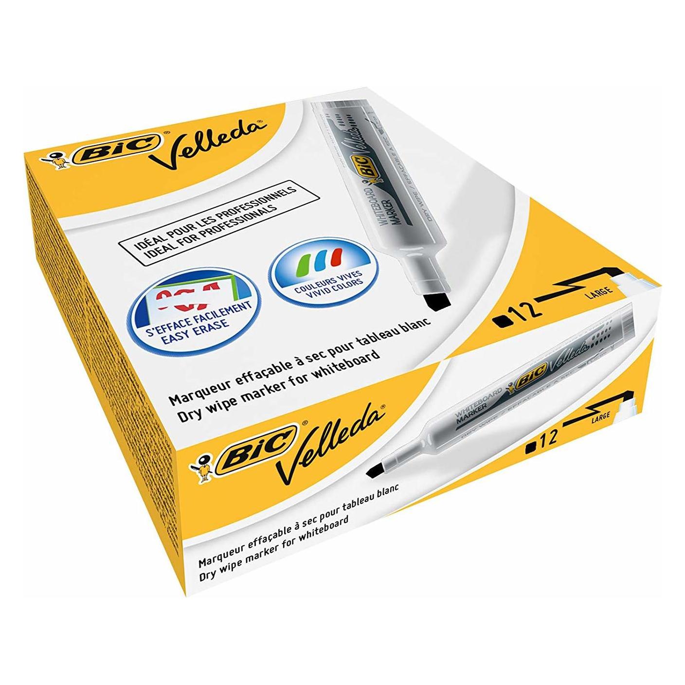 Bic Velleda 1791 Textmarker 12 Stück Stumpfe Spitze Schwarz (12x) (9431931)