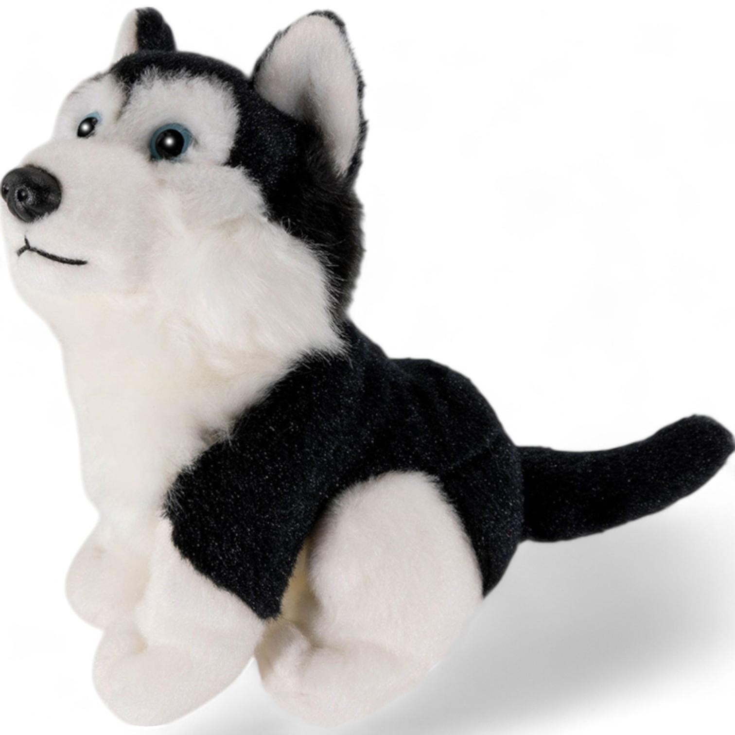 Carl Dick Husky pluche knuffel hond, zwart, 16 cm