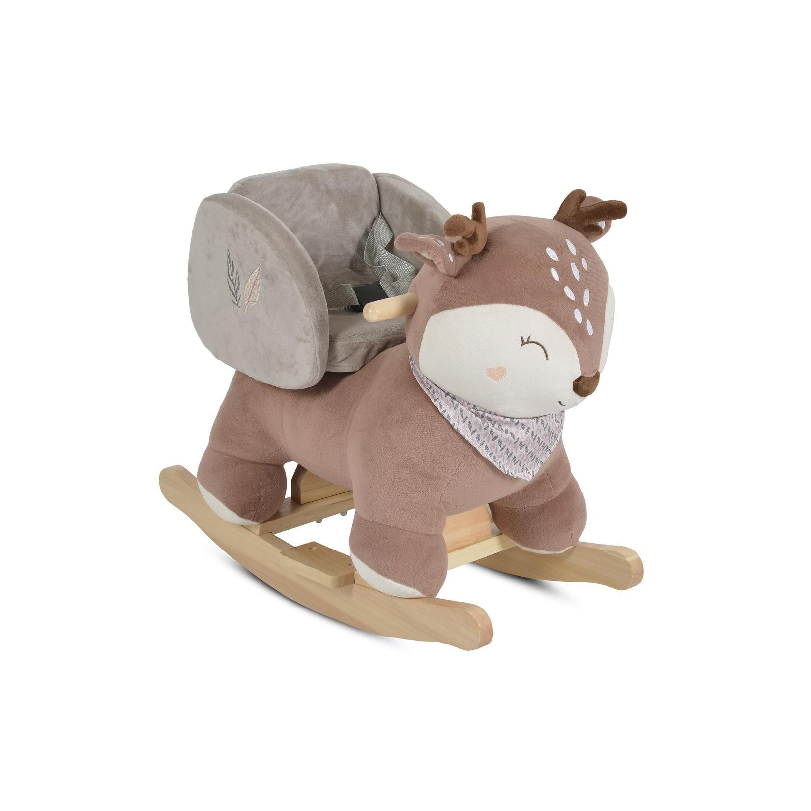 Moni Schaukeltier Reh, Holz, mit Sitz, Holzkufen, Musik, Holzgriffe, bis 30 kg braun