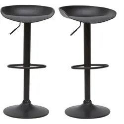 Design-Höhenverstellbare schwarze Barhocker H65 cm (2er-Set) PEBBLE