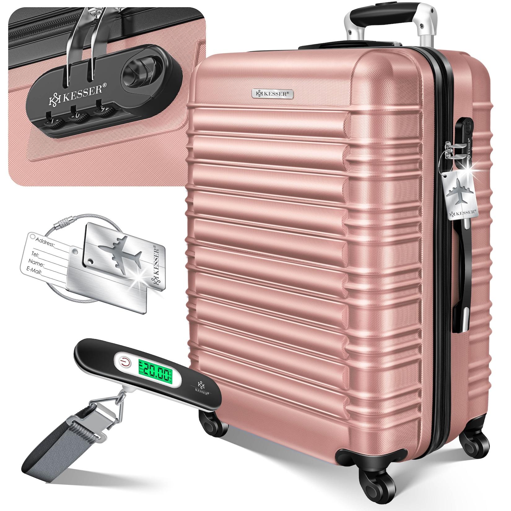 KESSER® Reisekoffer Hartschalen-Koffer Inkl. Kofferwaage + Gepäckanhänger Trolley Gepäck Rollkoffer Zahlenschloss 4 Rollen ABS-Hartschale Teleskopgriff