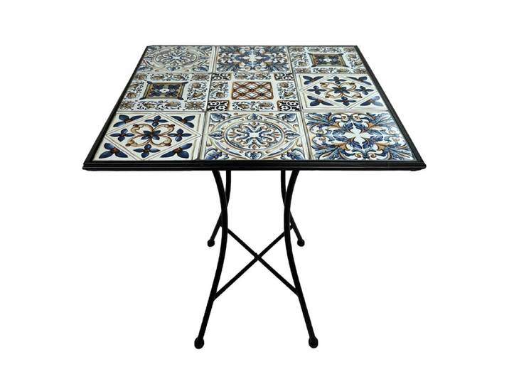 AXI Camilla Table de bistrot Bleu - Mosaïque Petite Table Basse Design Carré Carreaux en Céramique Balcon Terrasse ou Balcon