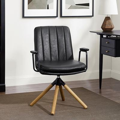 Art Leon Faux Leather Swivel Accent Arm Chair