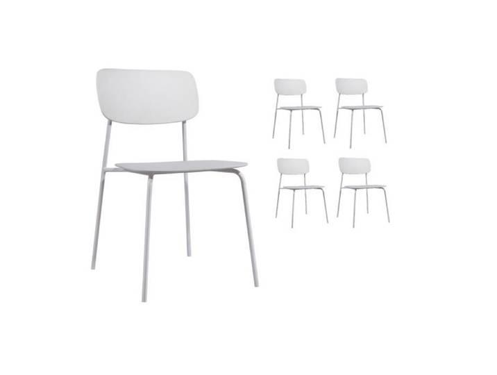Lot de 4 chaises blanches au design minimaliste en métal et résine