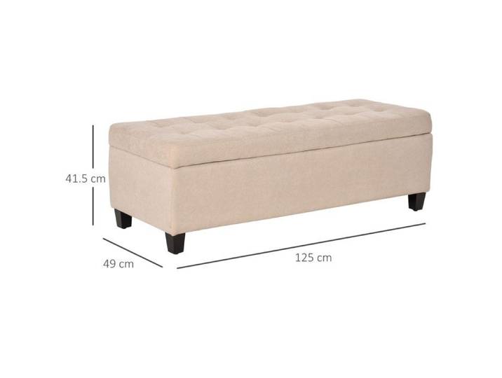 Banc banc rembourré avec espace de rangement banc de lit avec couvercle aspect lin banc coffre banc de rangement pour salon ch