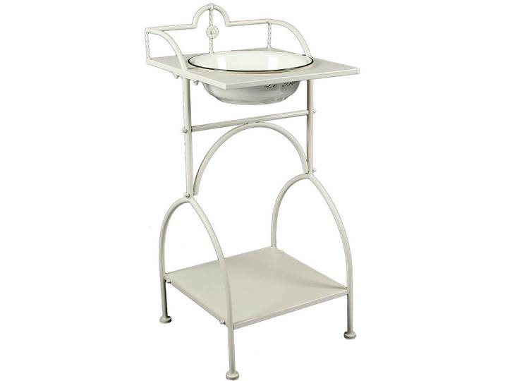Badaccessoire-Set AMBIENTE HAUS Waschschüssel mit Stand - eckig in Beige , beige, Metall, Badaccessoires-Sets, Badaccessoire-Set