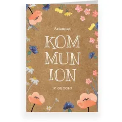 Einladungskarte Kommunion: Kornblumen mit Foto in Kraft Look