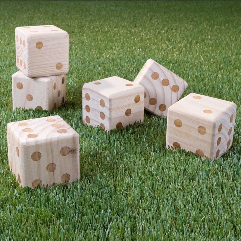 Uber Games Sac de 6 dés en bois géants - XL 9 cm - Bois Brut