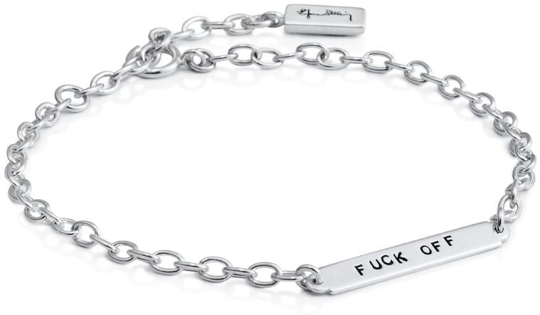 Efva Attling Power Plates "Fuck Off" rannekoru, hopeaa