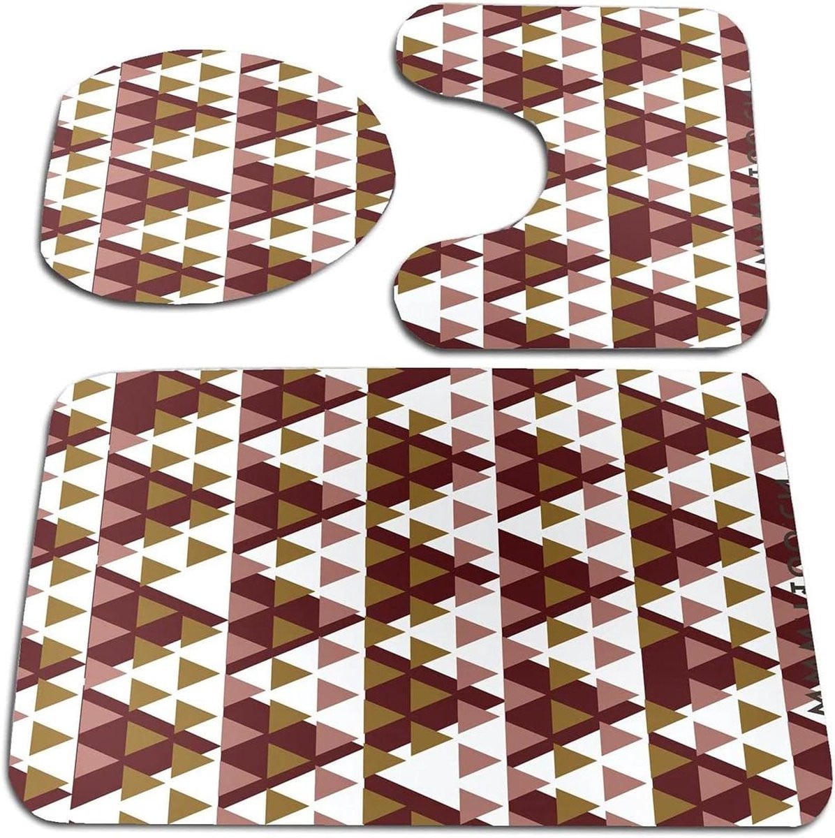 Badkamer Mat Set van 3 stuks met antislip en zachte print