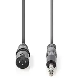 Nedis Balanced Audio-Kabel - XLR 3-Pin Stecker - 6.35 mm Stecker - Vernickelt - 5.00 m - Rund - PVC - Dunkelgrau - Kartonhülle