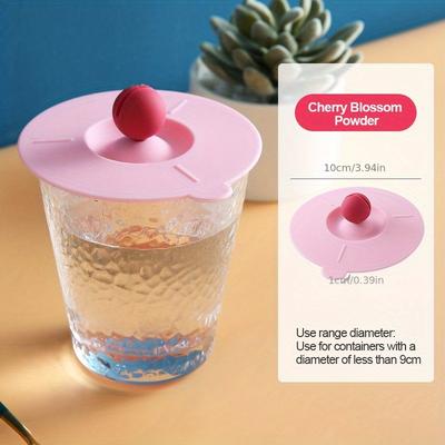 Discount Dollar Deals Round Heat Resistant Lid Cover Non toxic Silicone Universal Cup Lid With Spoon Holder pink