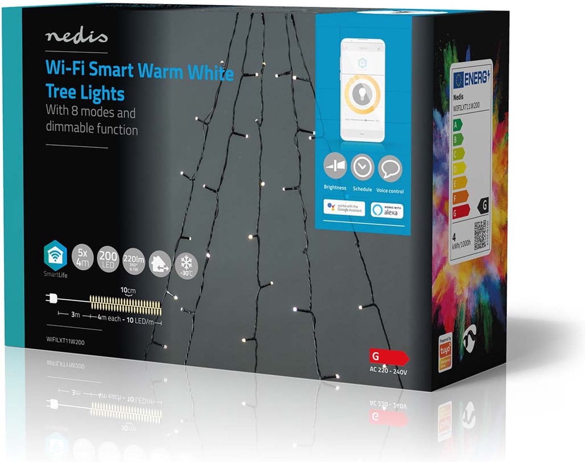 Nedis SmartLife Kerstverlichting Boom Wi-Fi Warm Wit 200 LED 20 m (5 x 4 m)